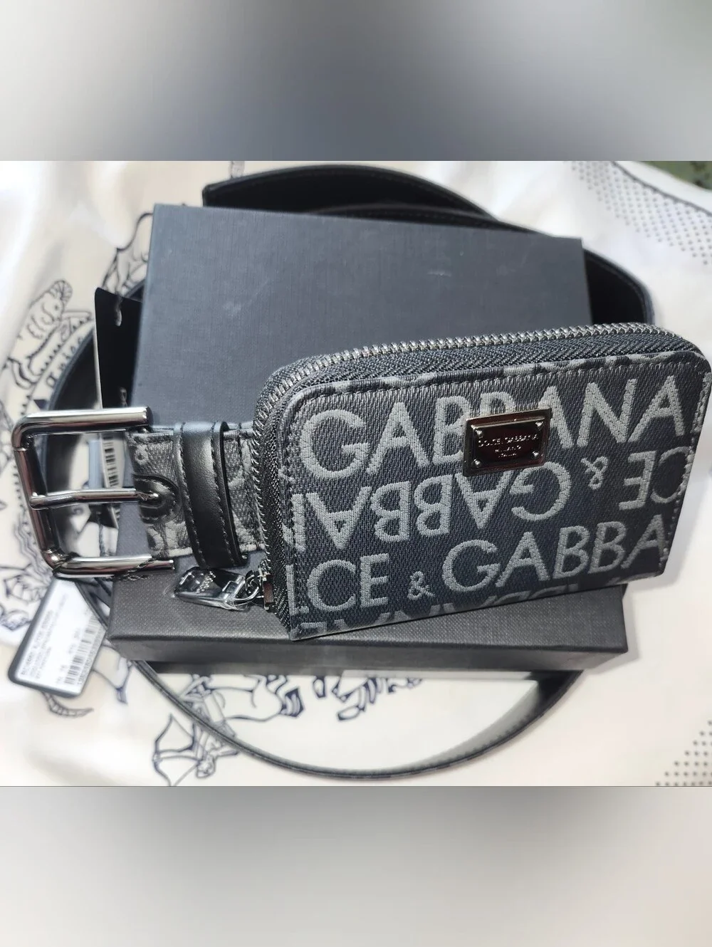 Authentic Dolce & Gabbana DG Logo Coated Jacquard Belt kit